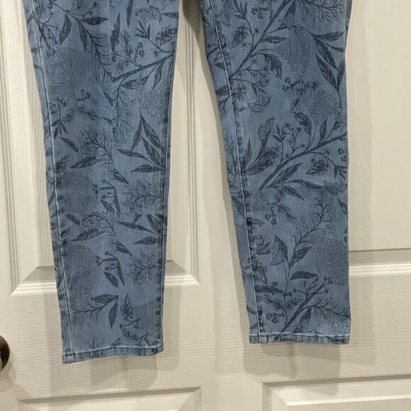 SOFT SURROUNDINGS Pull On Skinny Jeans Womens Size M 10/12 Blue Leaf Print - Picture 3 of 10